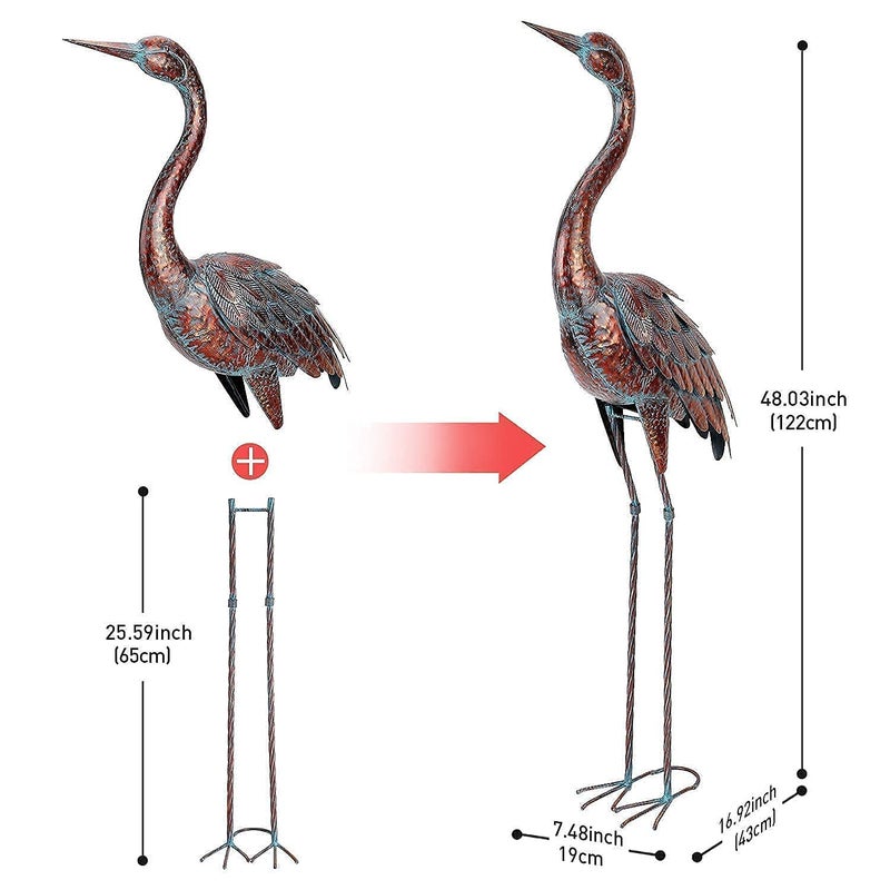 chisheen Outdoor Garden Crane Statues and Sculptures Metal Yard Art Statue for Garden Decoration Large Size - Image 2